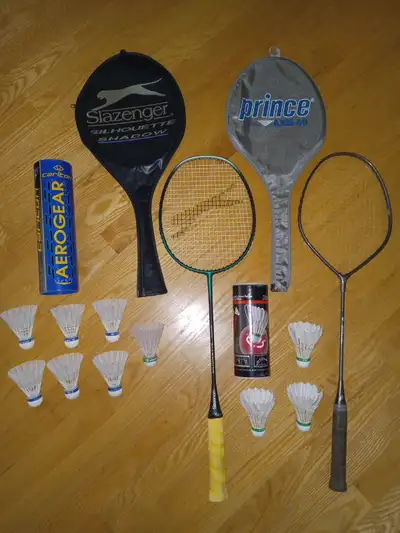 2 Badminton Rackets and Birdies, View more