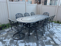 Large 8 seater cast aluminum outdoor dining set