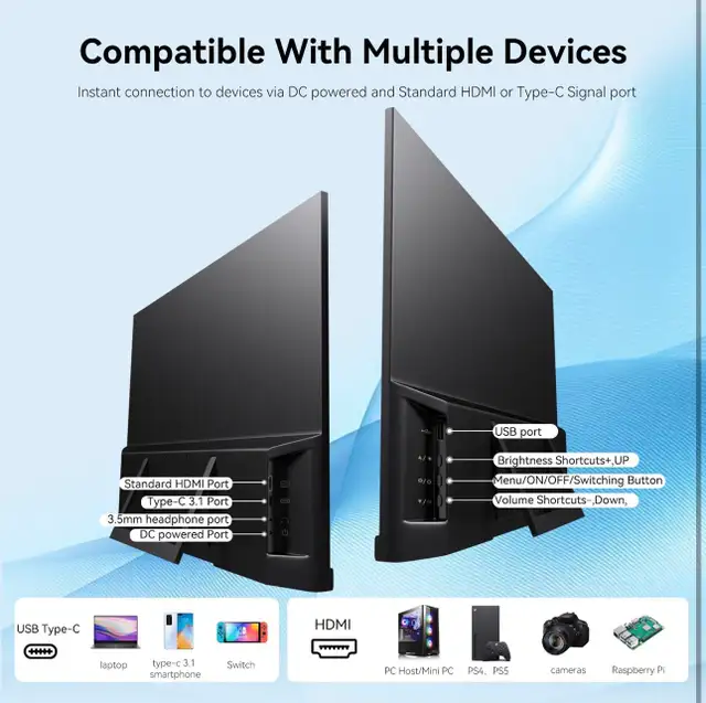 Portable Monitor 23.8" 100Hz IPS FHD 1080P Freesync Dual Speaker in Monitors in City of Toronto - Image 6
