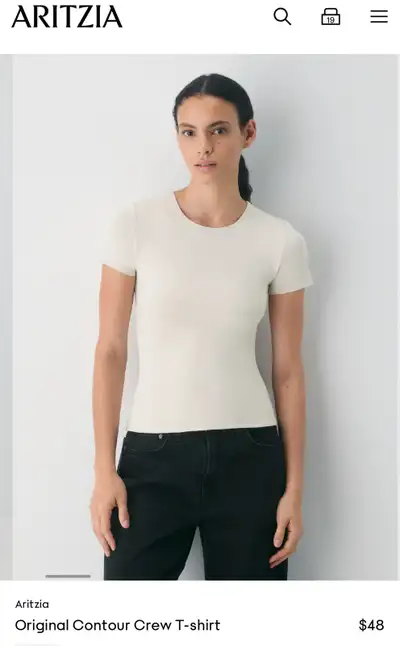 Aritzia Babaton Medium Contour Crew T shirt Matte Pearl, View more