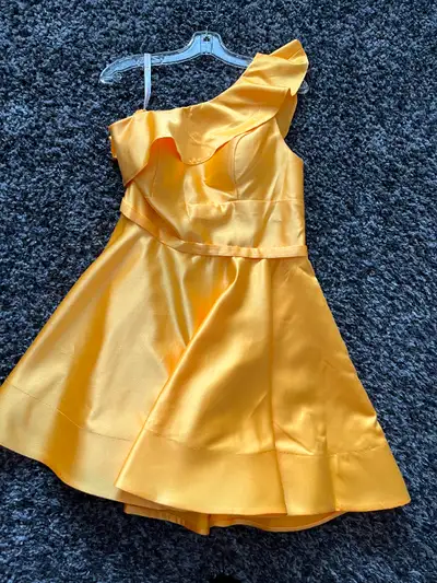 Yellow A-line one shoulder cocktail/GRAD DRESS - 12-14, View more