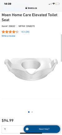 New Moen Elevated toilet seat