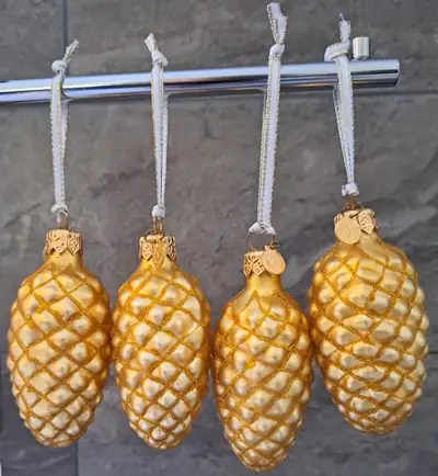 Set of 4 Glass Pine Cone Ornaments - By Department 56, View more