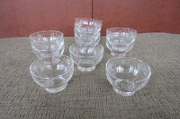 Set of 10 Clear Glass Dessert Dishes 1950's with Flower Painted