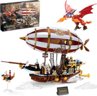 NEW: Steampunk Airship Building Blocks Toy Set (1283 Pieces)