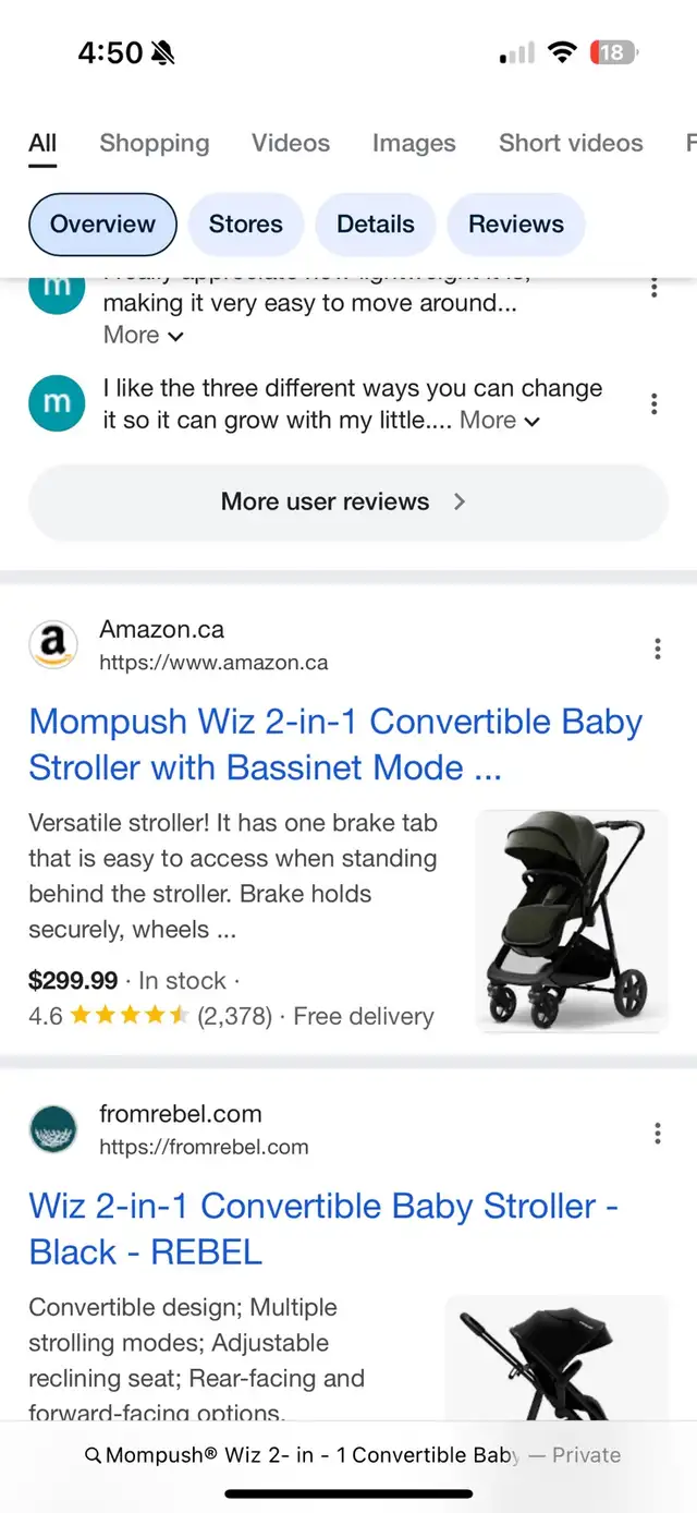 Mompush® Wiz 2- in - 1 Convertible Baby Stroller in Strollers, Carriers & Car Seats in Hamilton - Image 10