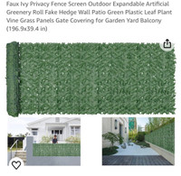 16Ft Faux Ivy Privacy Fence Screen Outdoor Expandable Artificial