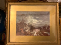 Antique/Vtg Print of a Rural Country Town by Artist BPA