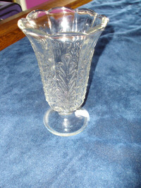 Vintage E. O. Brody Clear Glass Footed Pedestal Vase