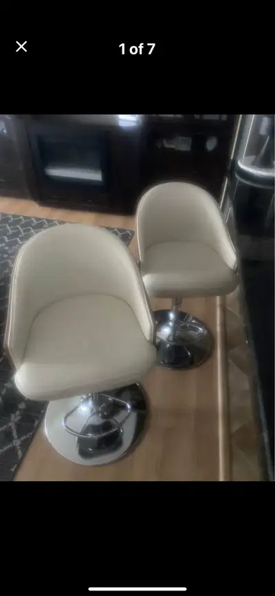 Cream colored leather counter/bar stools, View more