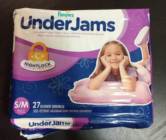 Brand New Sealed 54 Pampers UnderJams Girls S/M in Bathing & Changing in Markham / York Region - Image 3