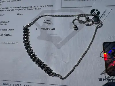#867 - Sterling & Black Diamond 1/4ct Adjustable Bracelet, View more