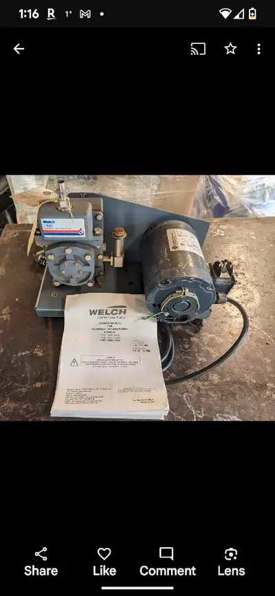 Welch vacuum pump Reconditioned and inspected ...