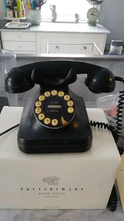 Pottery Barn brand vintage phone black push button, View more