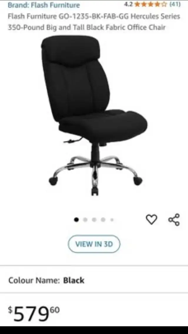 Like new Office Chair 400 pound Big and Tall Black Fabric. Flash in Chairs & Recliners in City of Montréal - Image 4