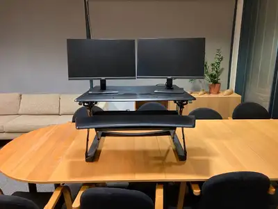 Sit-to-Stand Desk Risers – Adjustable & Ergonomic! Upgrade your workspace with a Sit-to-Stand Desk R...