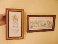 Pair Vintage Finely Detailed Wood Framed Small Prints $13 /both