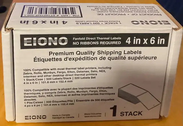 EIONO® – Premium Quality 4″ x 6″ Fanfold Direct Thermal Labels in Printers, Scanners & Fax in Kingston - Image 2