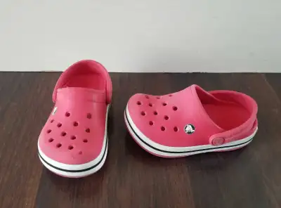 Red Crocs kid size 6-7, View more