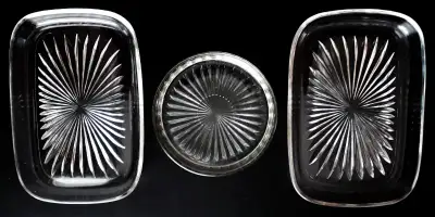 Matching Set of (3) 1960s Glass Butter Dishes; Louisbourg, View more