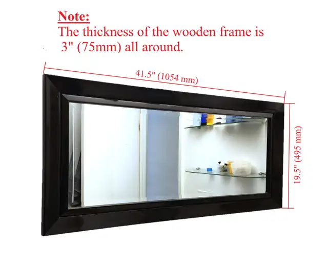 Used wall mounted 41.5"X19.5 mirror-3"-wooden frame all around. in Bathwares in Mississauga / Peel Region - Image 3