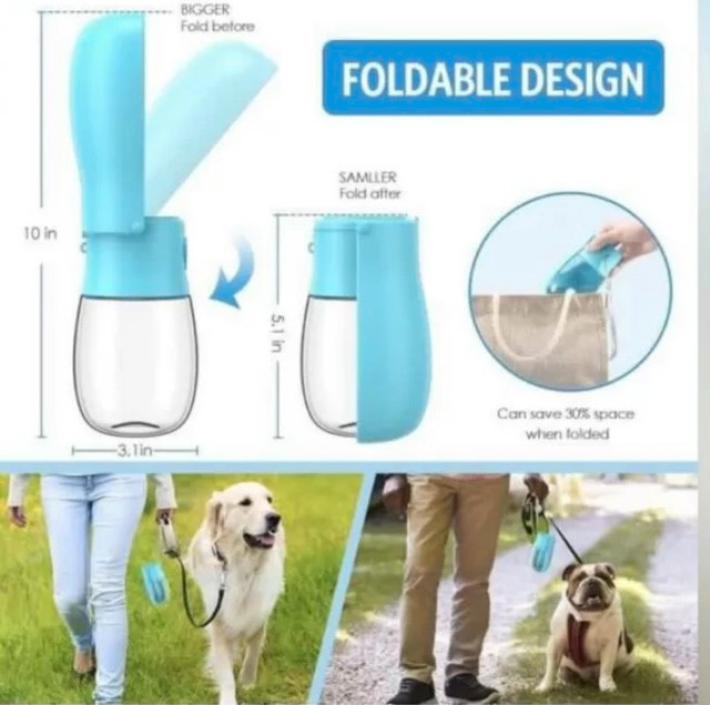 Brand new Dog Water Bottle, 280ml Foldable Dog Water Dispenser in Accessories in Markham / York Region - Image 4