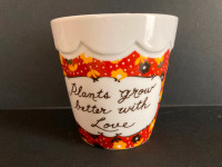 "Plants Grow Better with Love" Planter Ceramic Japan 60s