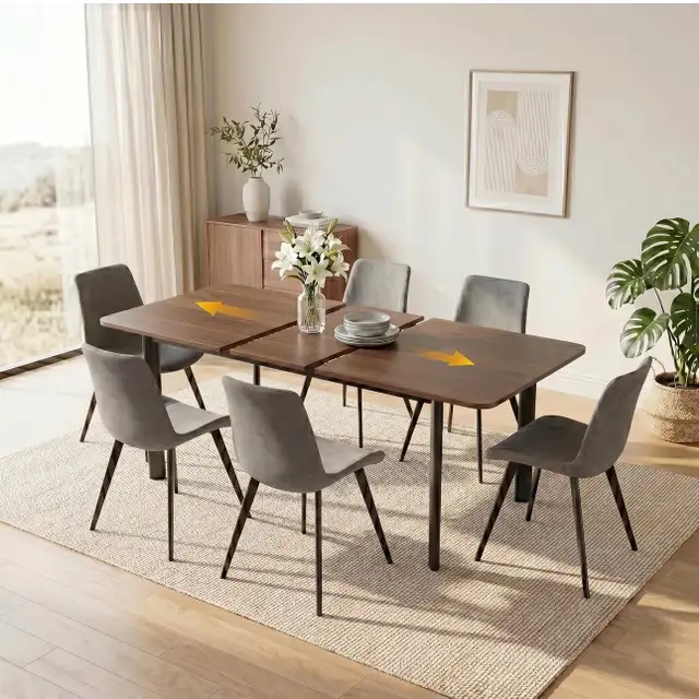 Brand new HIPIHOM 63"- 78.7" Extendable Dining Table Set for 6,  in Dining Tables & Sets in Hamilton - Image 2