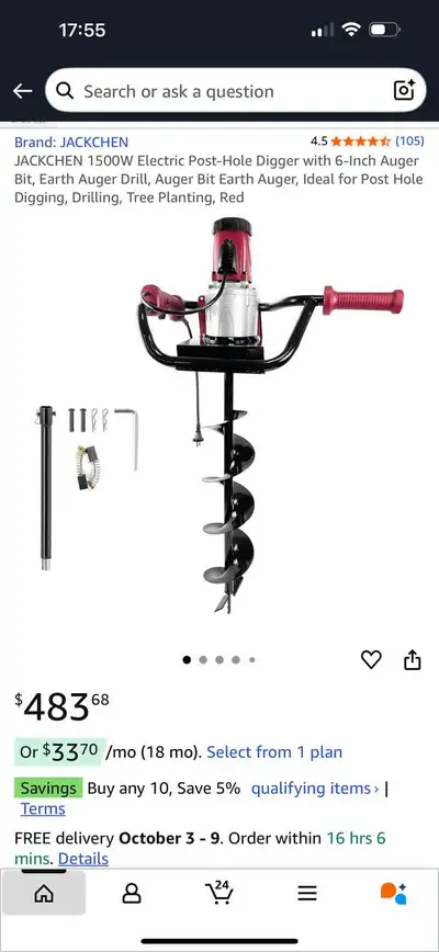 Electric Post Hole Digger – JACKCHEN 1500W, View more