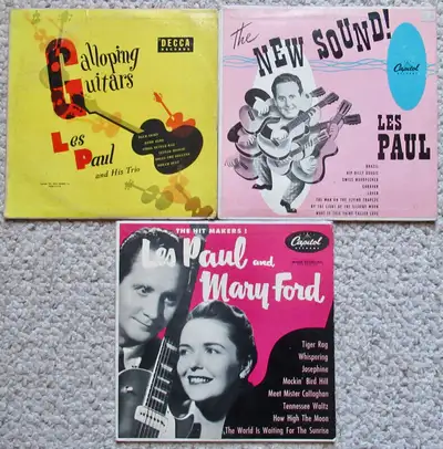 From 1951-1952 nice selection of 3 10 " LP by LES PAUL. Galloping Guitars DECCA 5376, The new sound...