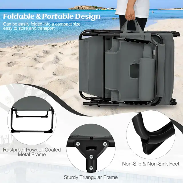 Folding Beach Lounge Chair, Tanning Chair with Face Hole in Patio & Garden Furniture in Cambridge - Image 7