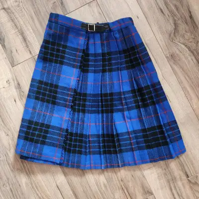 Fringe children's skirted blue pleated kilt (approx. girls 8), View more