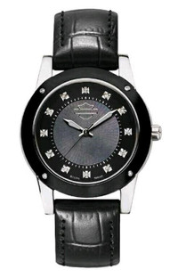 Harley-Davidson, Women's Watch, Mother-Of-Pearl, Black Leather S