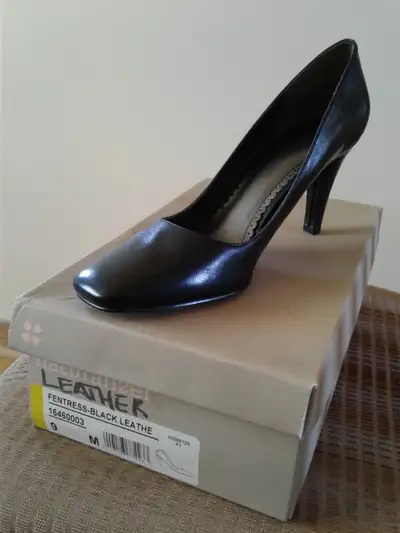 Black Leather High Heel Pump, View more
