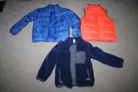 Boy's puffer coat, vest and fleece, size 7/8