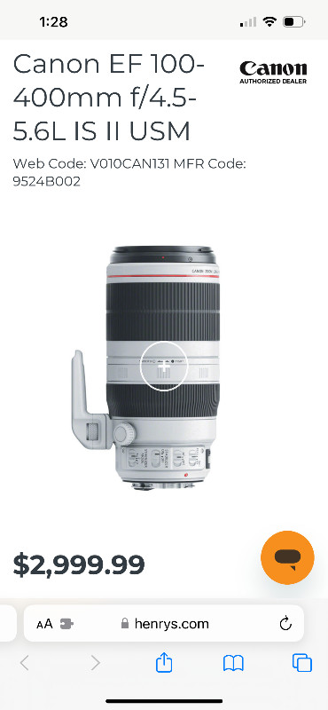 Canon Telephoto Zoom Lens in Cameras & Camcorders in Pembroke - Image 2