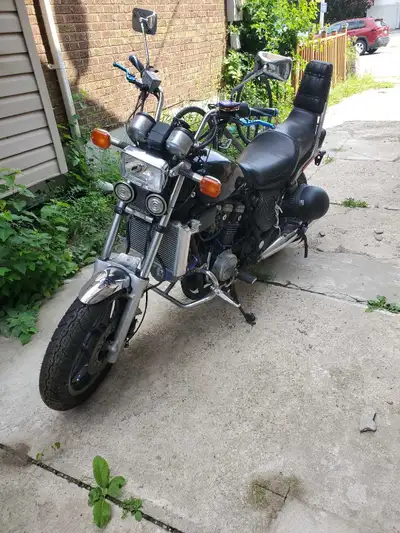 She's a Honda magna v45 runs ok could likely use a carb cleaning brand new shinko tires on it tires...