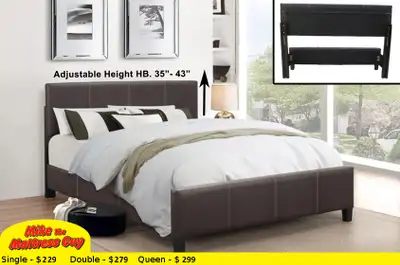 Faux Leather Platform Bed PLATFORM BEDS AVAILABLE WITH BEAUTIFUL CONTRAST STICHING! BLACK, ESPRESSO...