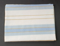 New blue / gold / white striped cotton fabric - 3.9 m x 58 in