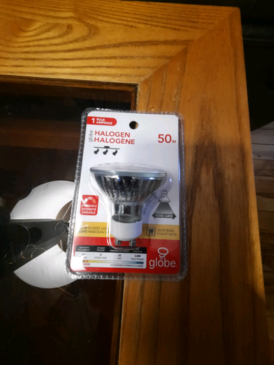 1 x 50W Halogen  Dimable GU10 bulb., View more
