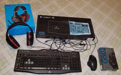 LOGITECH GAMING KEYBOARD, MOUSE AND HEADPHONES, View more