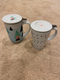 David’s Tea large mugs with tea infusers and lids
