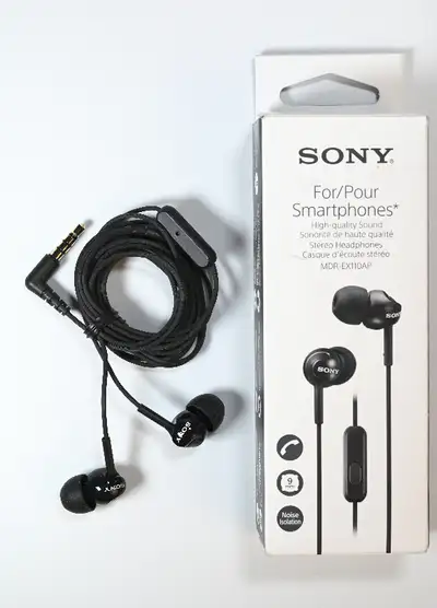 Sony MDR-EX110AP-B Monitor in-Ear Headphones w/Mic Great Sound, View more