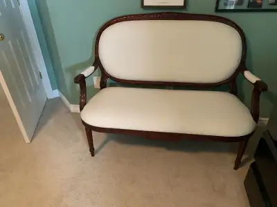 White classic style love seat, View more