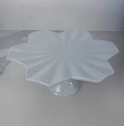 Ceramic Cake Stand~White star shaped~Flower~3 ½" x 8 ", View more
