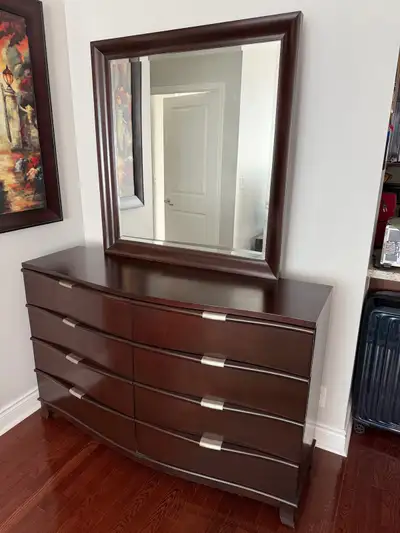 Holland House Espresso Wood Dresser & Mirror Set – 8 Drawers, View more
