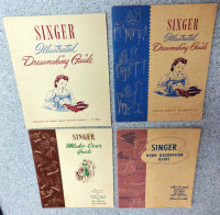 4 Vintage 1940-43 Singer Sewing Machine Dressmaking +Guide Books