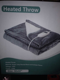 NEW!   Heated Throw (50x60) Flannel & Sherpa Fleece