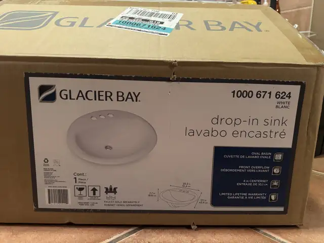 Brand New Drop-In Bathroom Sink – 20.2” x 17.1” / in Bathwares in Gatineau - Image 3