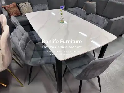 7pc marble stone dining table set on sale , View more